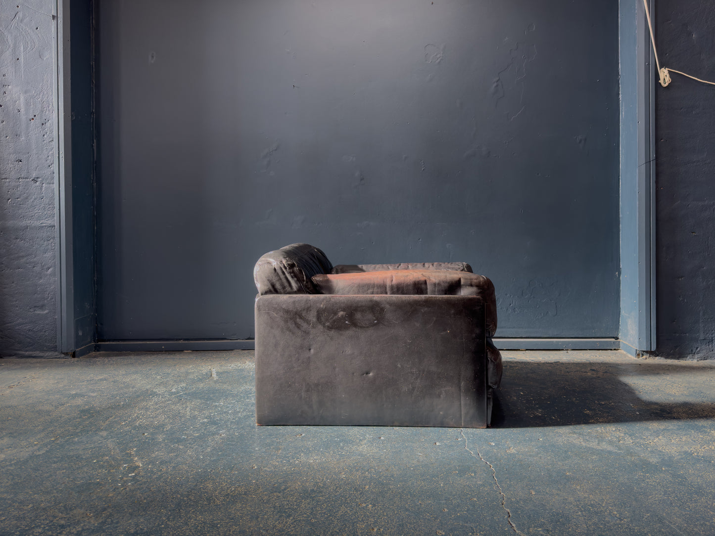 Large Black Leather Slouch Armchair