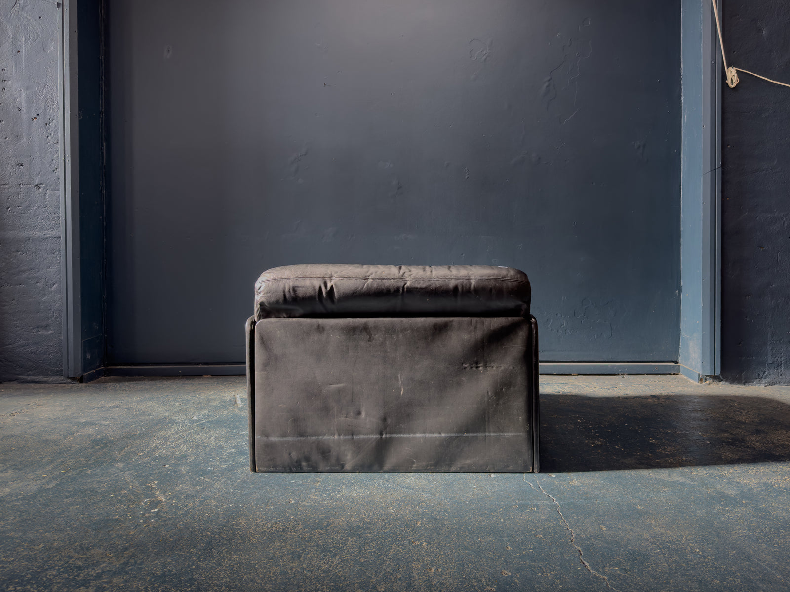 Large Black Leather Slouch Armchair