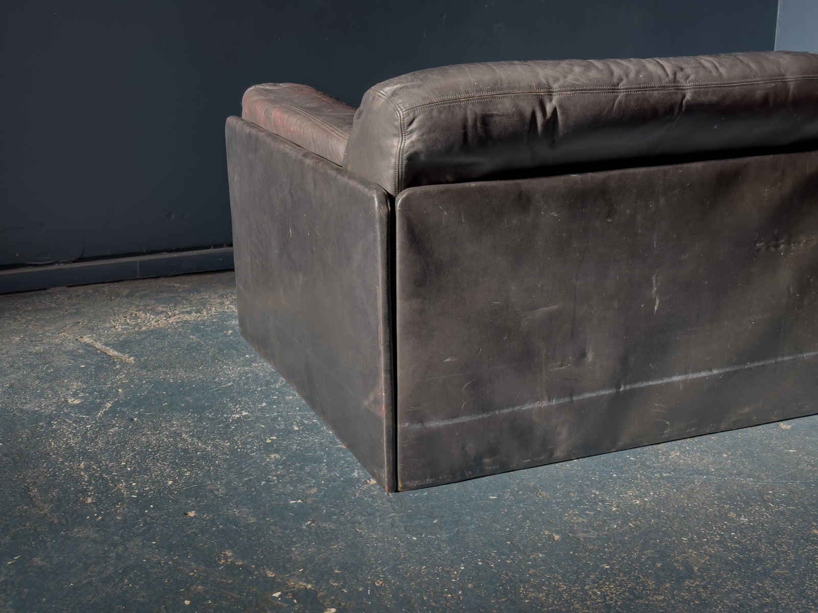 Large Black Leather Slouch Armchair