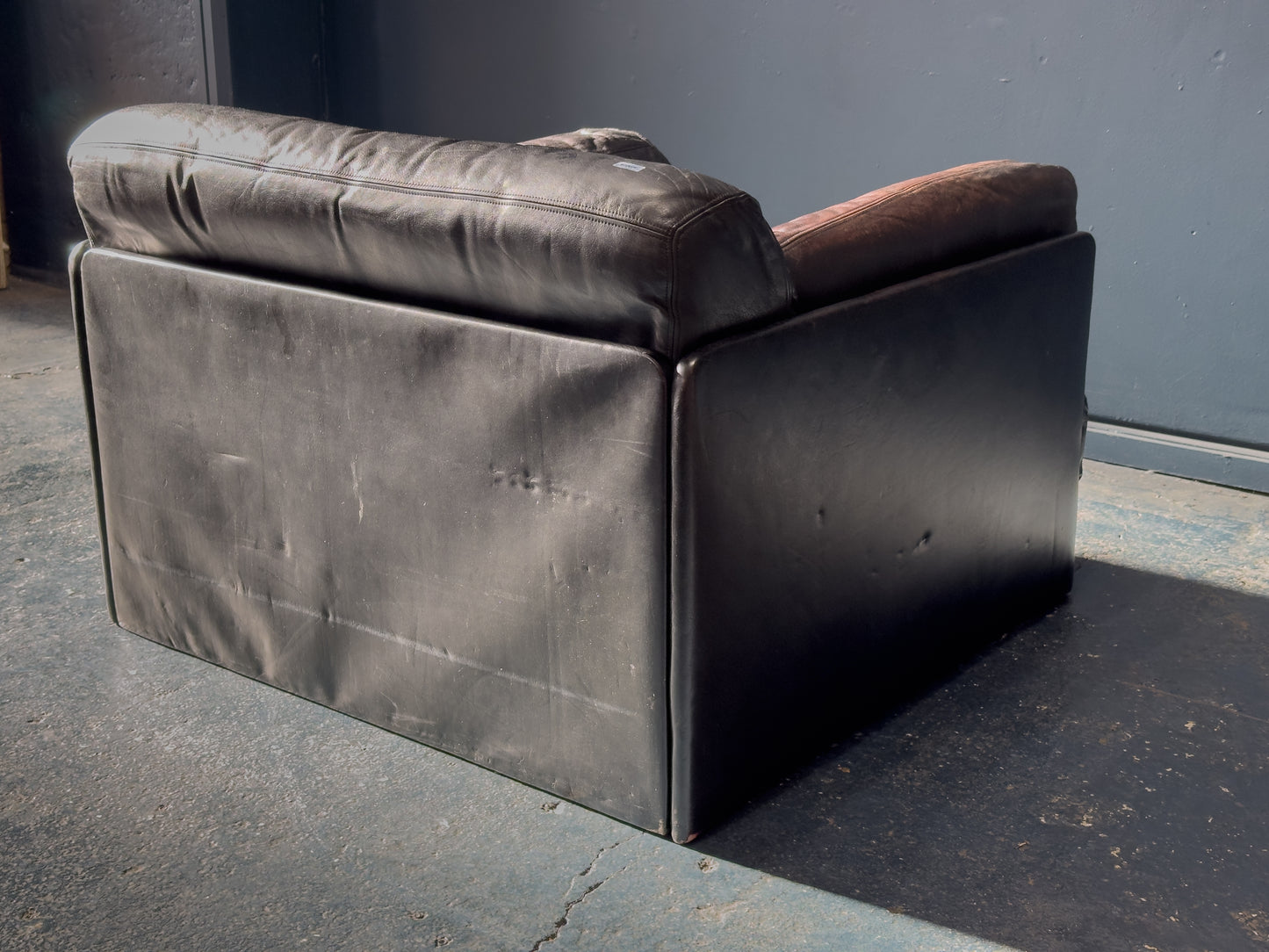 Large Black Leather Slouch Armchair