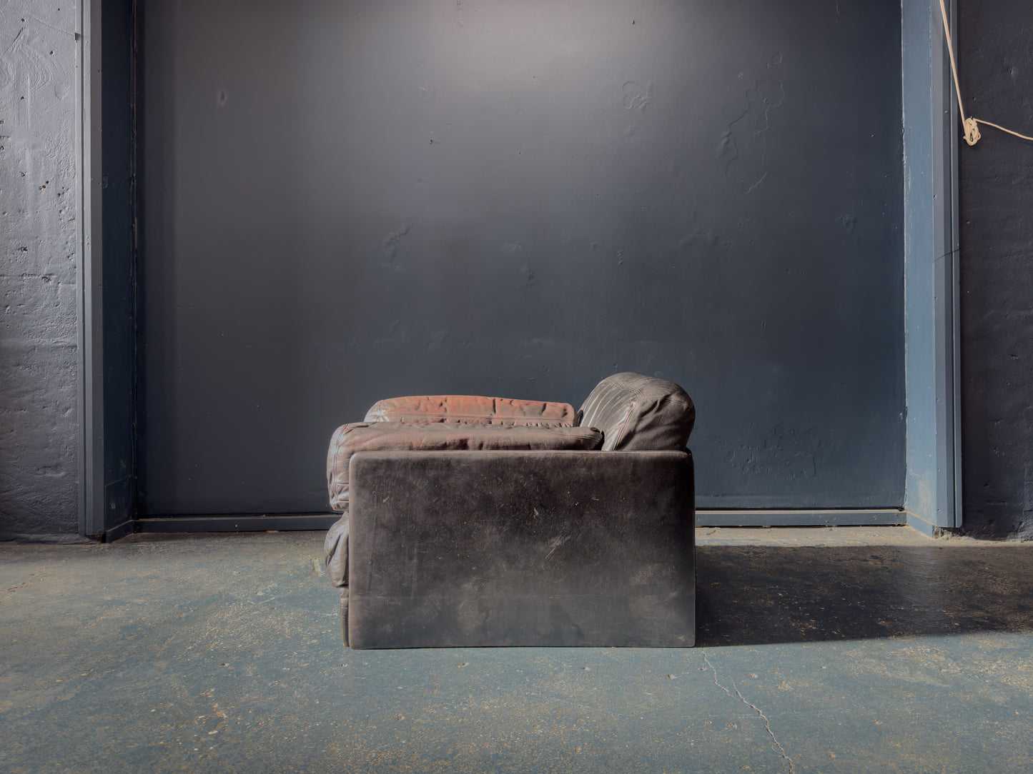 Large Black Leather Slouch Armchair