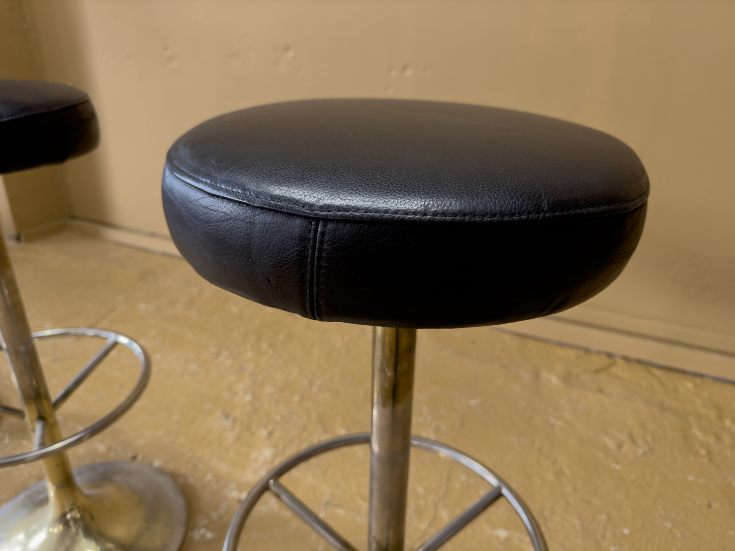 Chrome and Leather Barstools