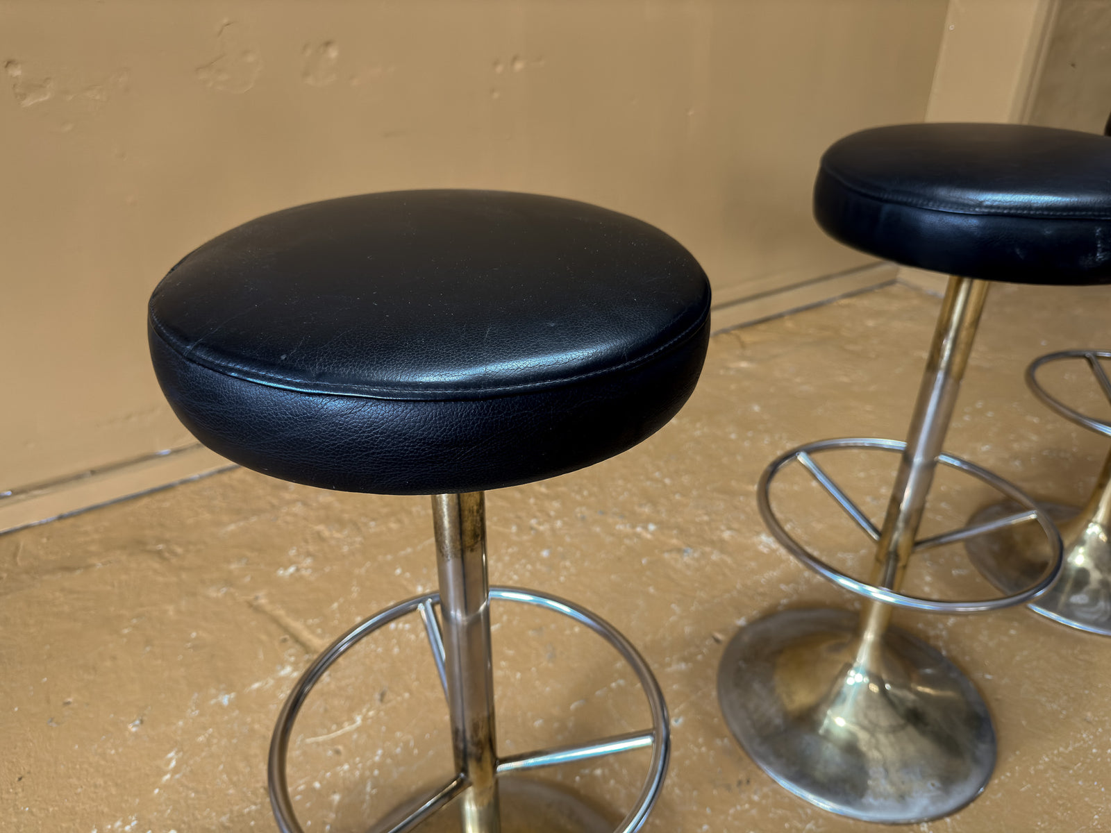 Chrome and Leather Barstools