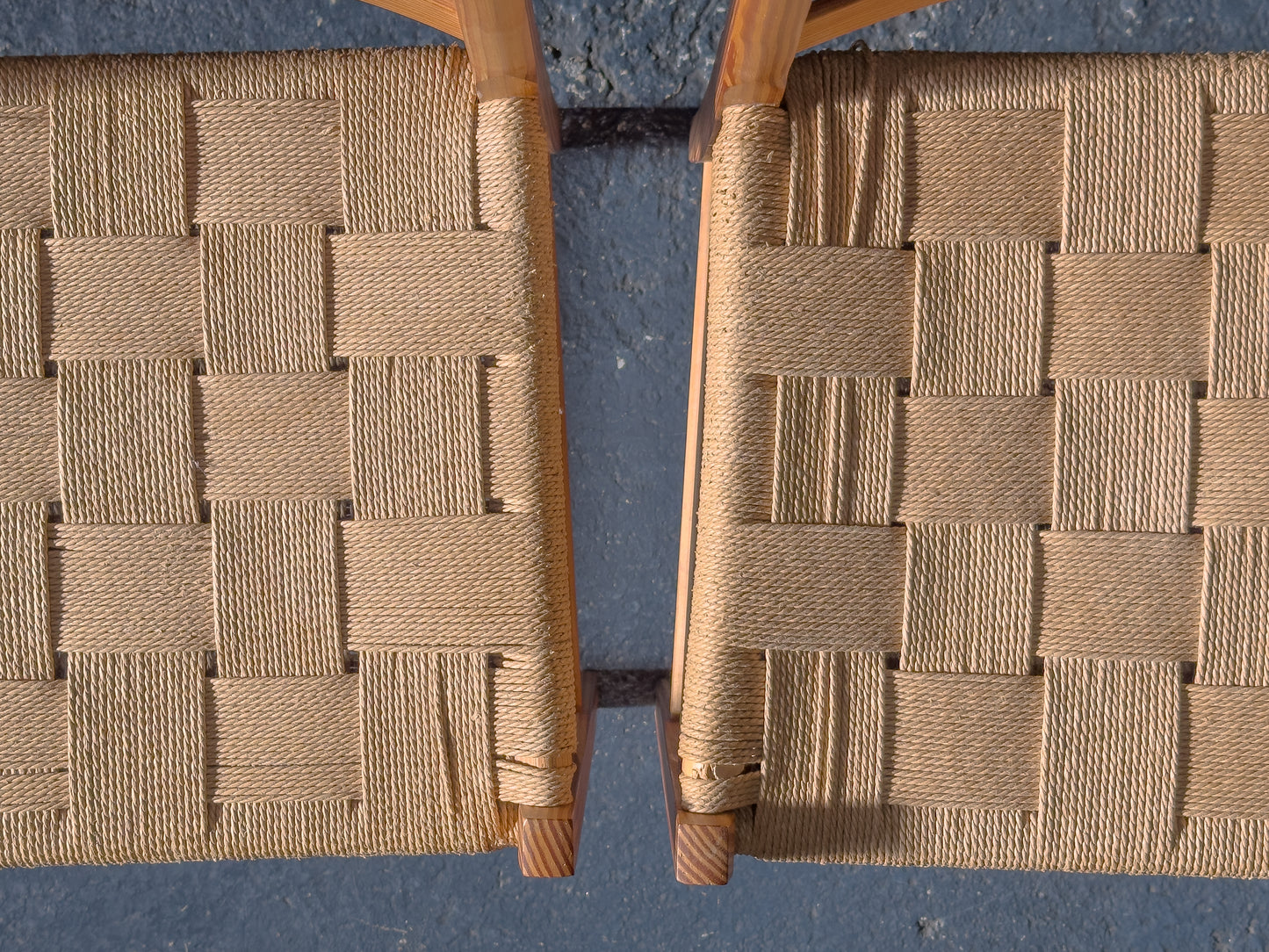 Pair of Pine Chairs with Woven Seat