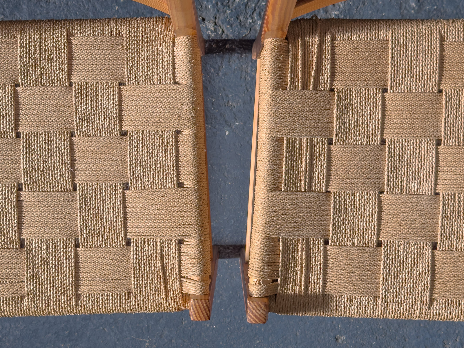 Pair of Pine Chairs with Woven Seat