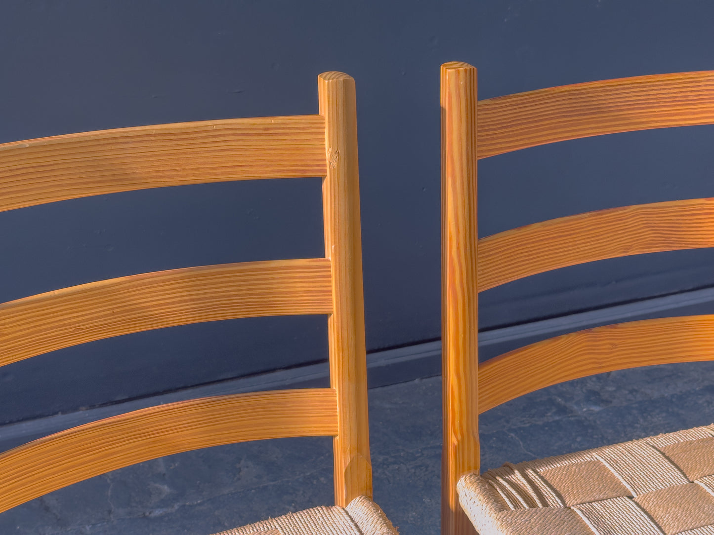 Pair of Pine Chairs with Woven Seat