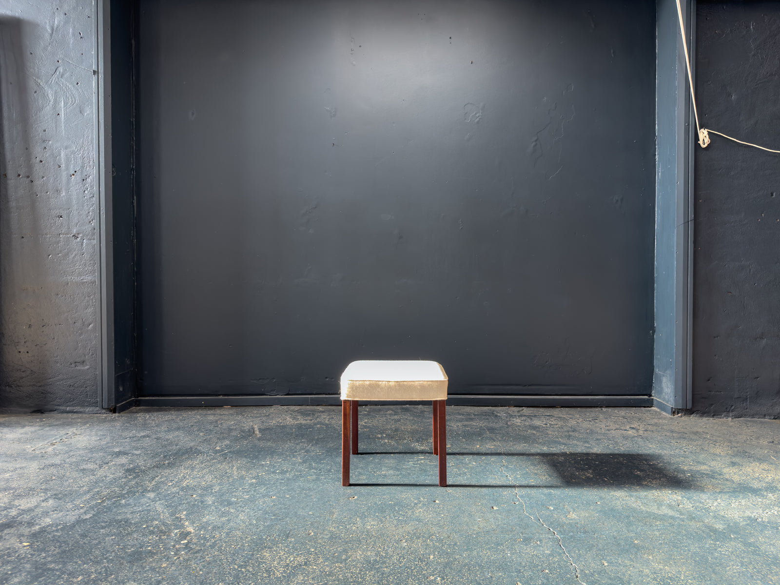 Cream Upholstered Stool