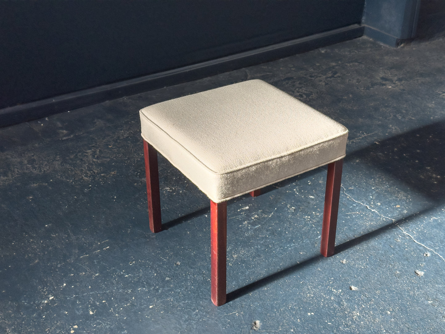 Cream Upholstered Stool