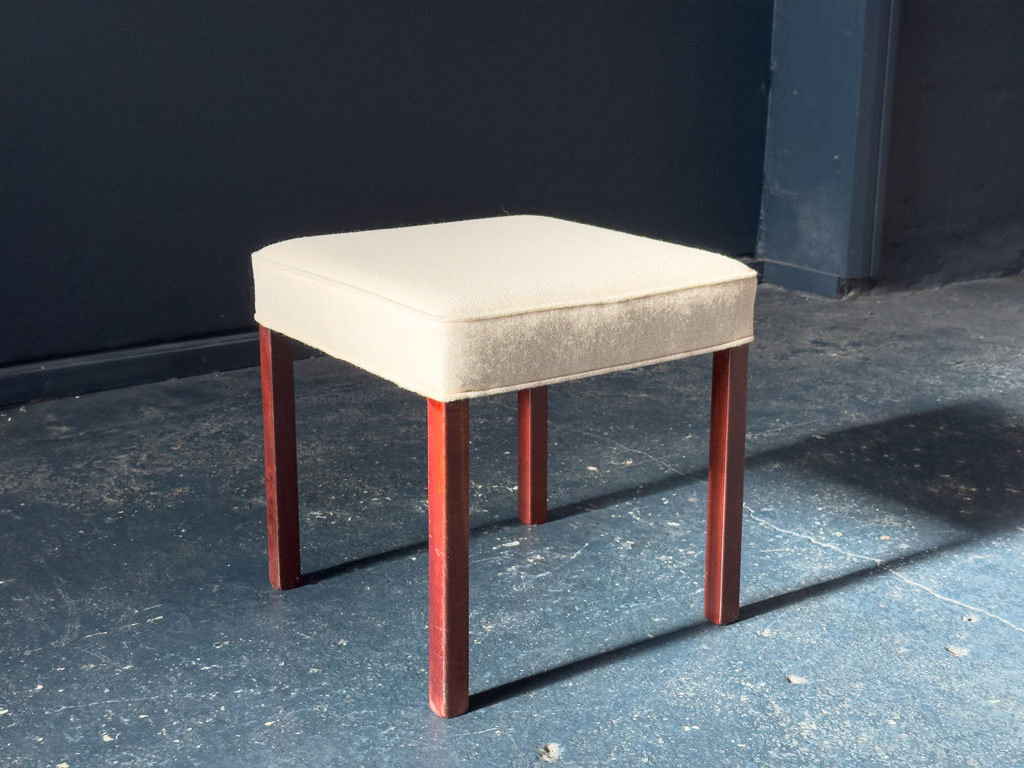 Cream Upholstered Stool