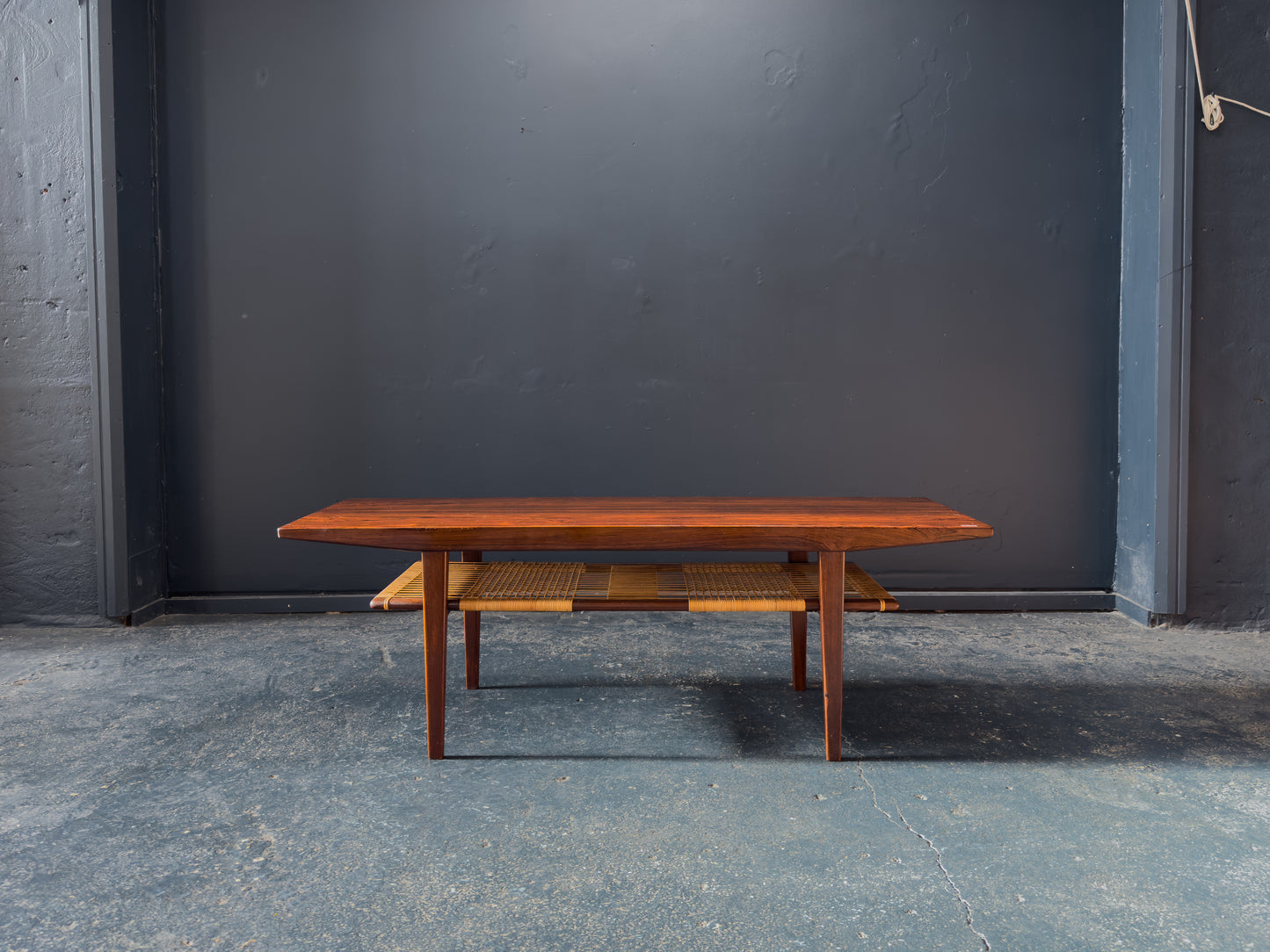 Rosewood and Rattan Coffee Table