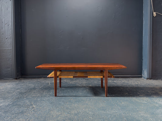 Rosewood and Rattan Coffee Table