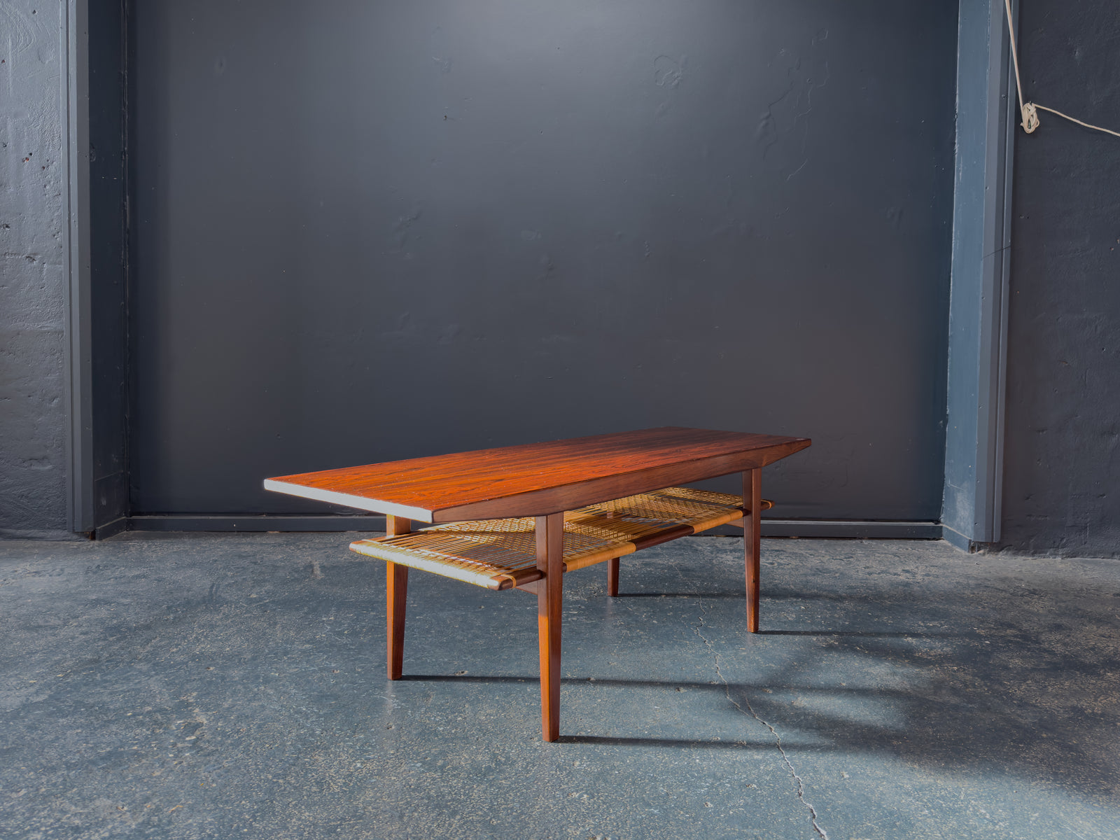 Rosewood and Rattan Coffee Table