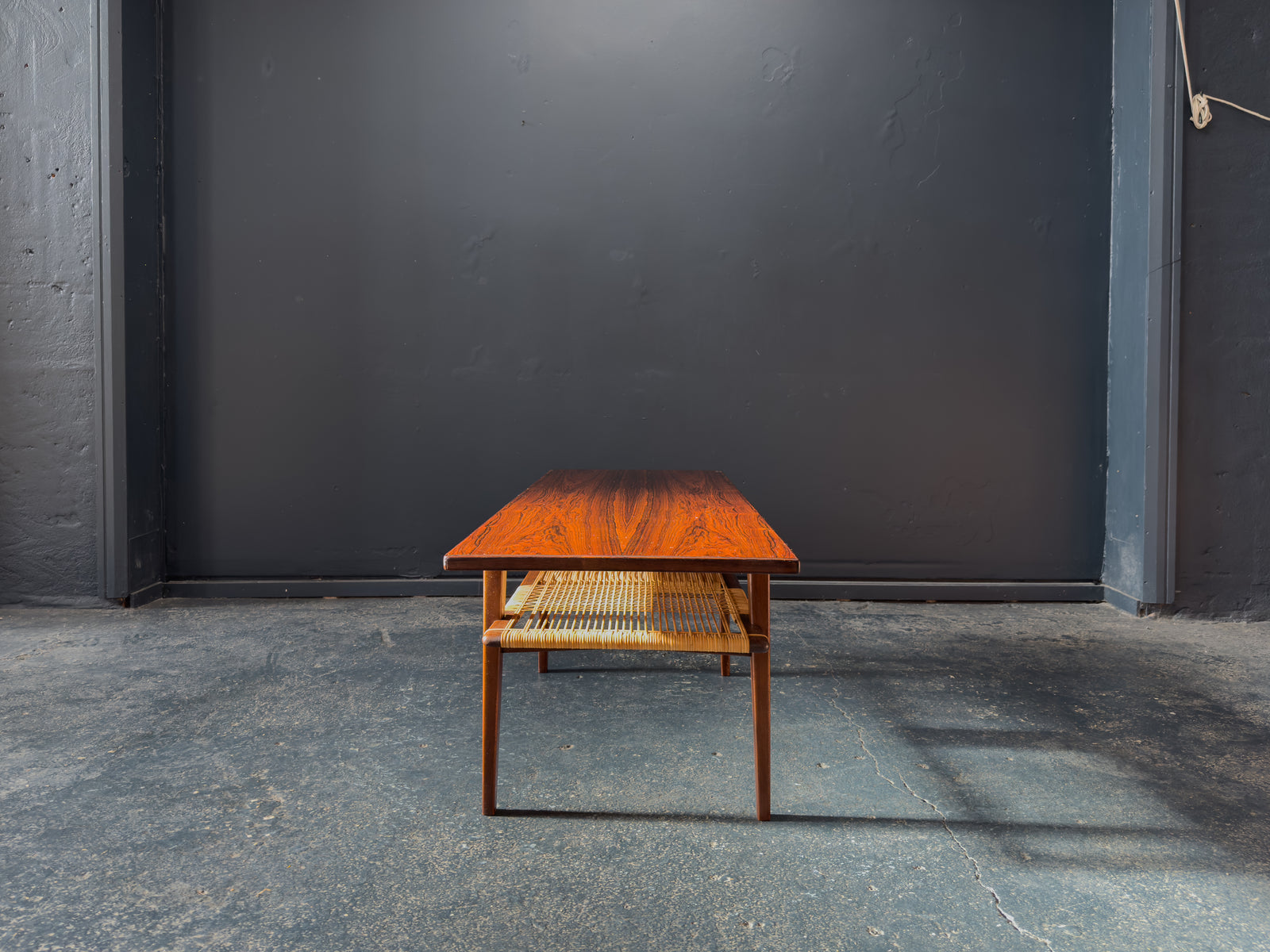 Rosewood and Rattan Coffee Table
