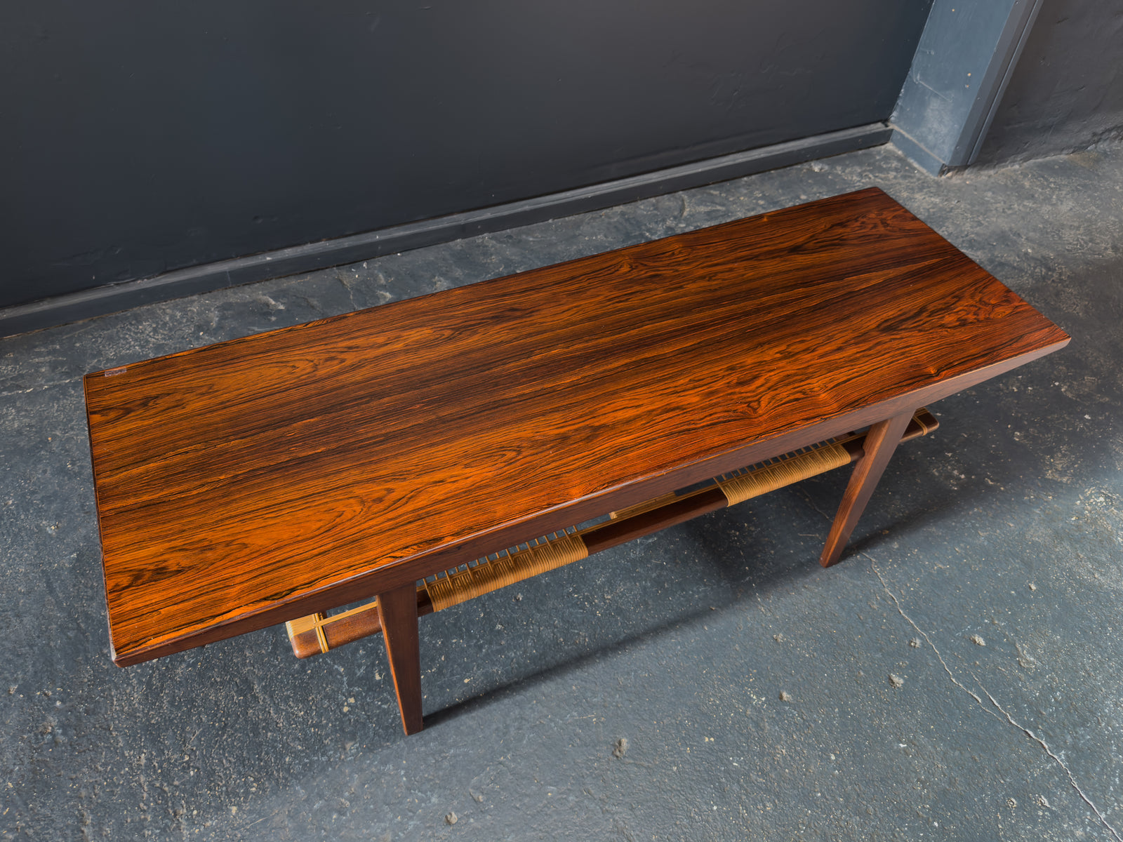 Rosewood and Rattan Coffee Table