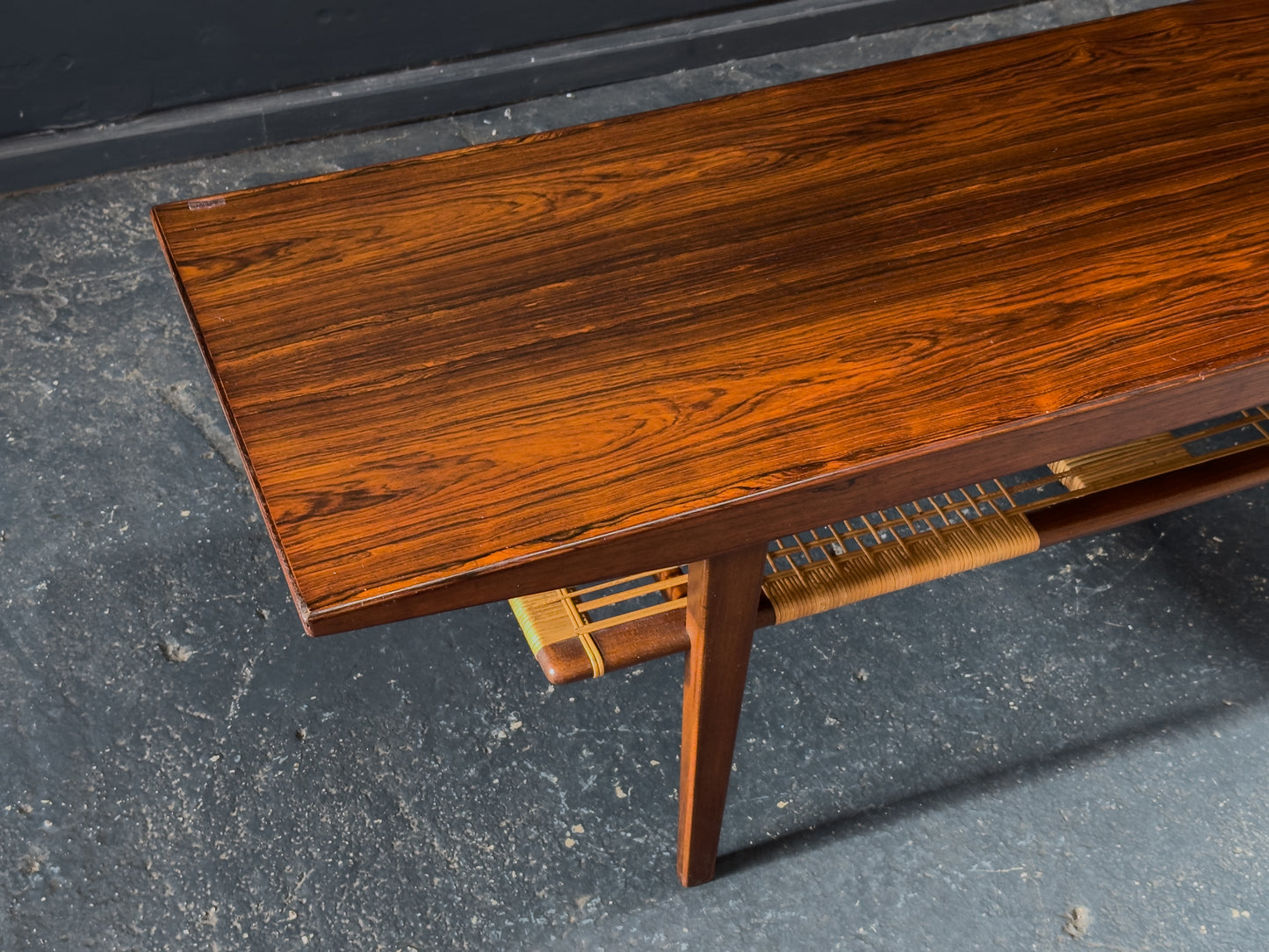 Rosewood and Rattan Coffee Table
