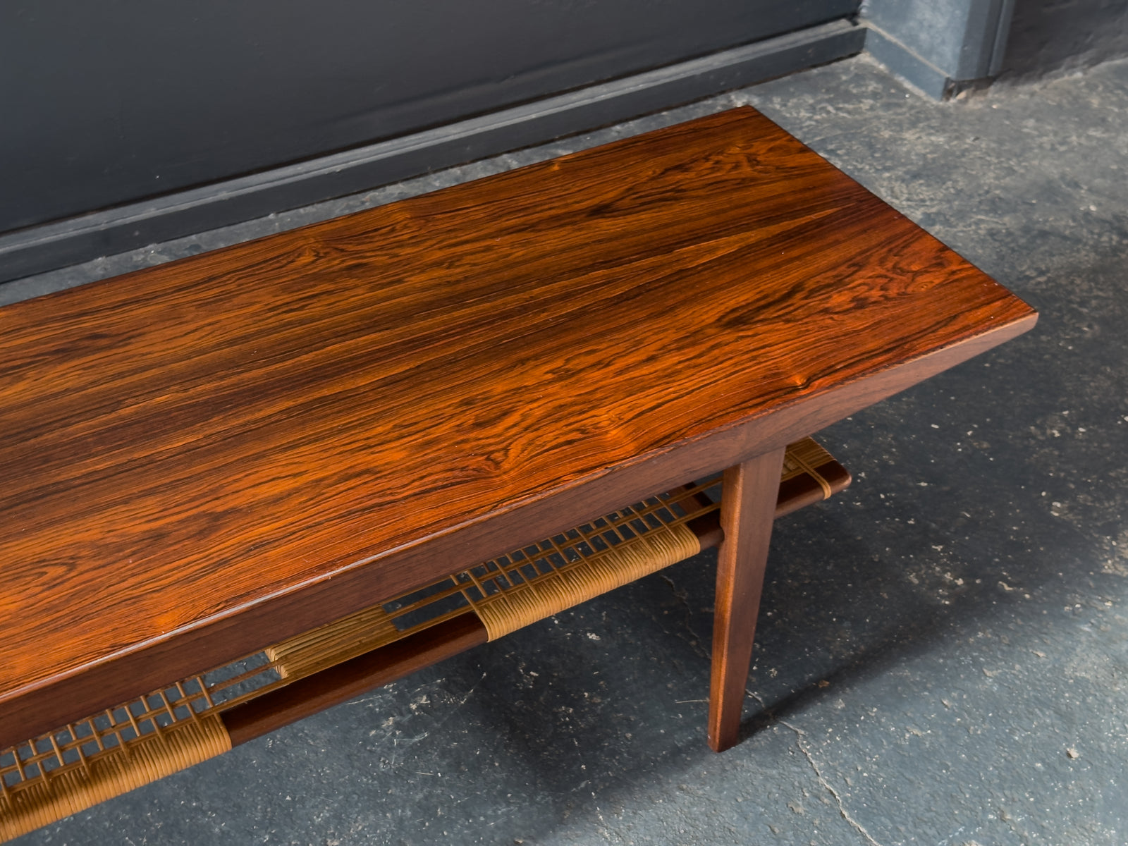 Rosewood and Rattan Coffee Table