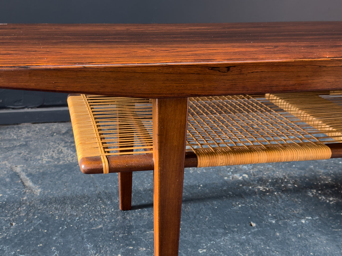 Rosewood and Rattan Coffee Table