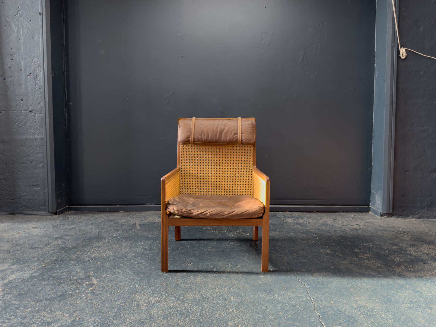 Bernt Petersen Rattan Leather Armchair