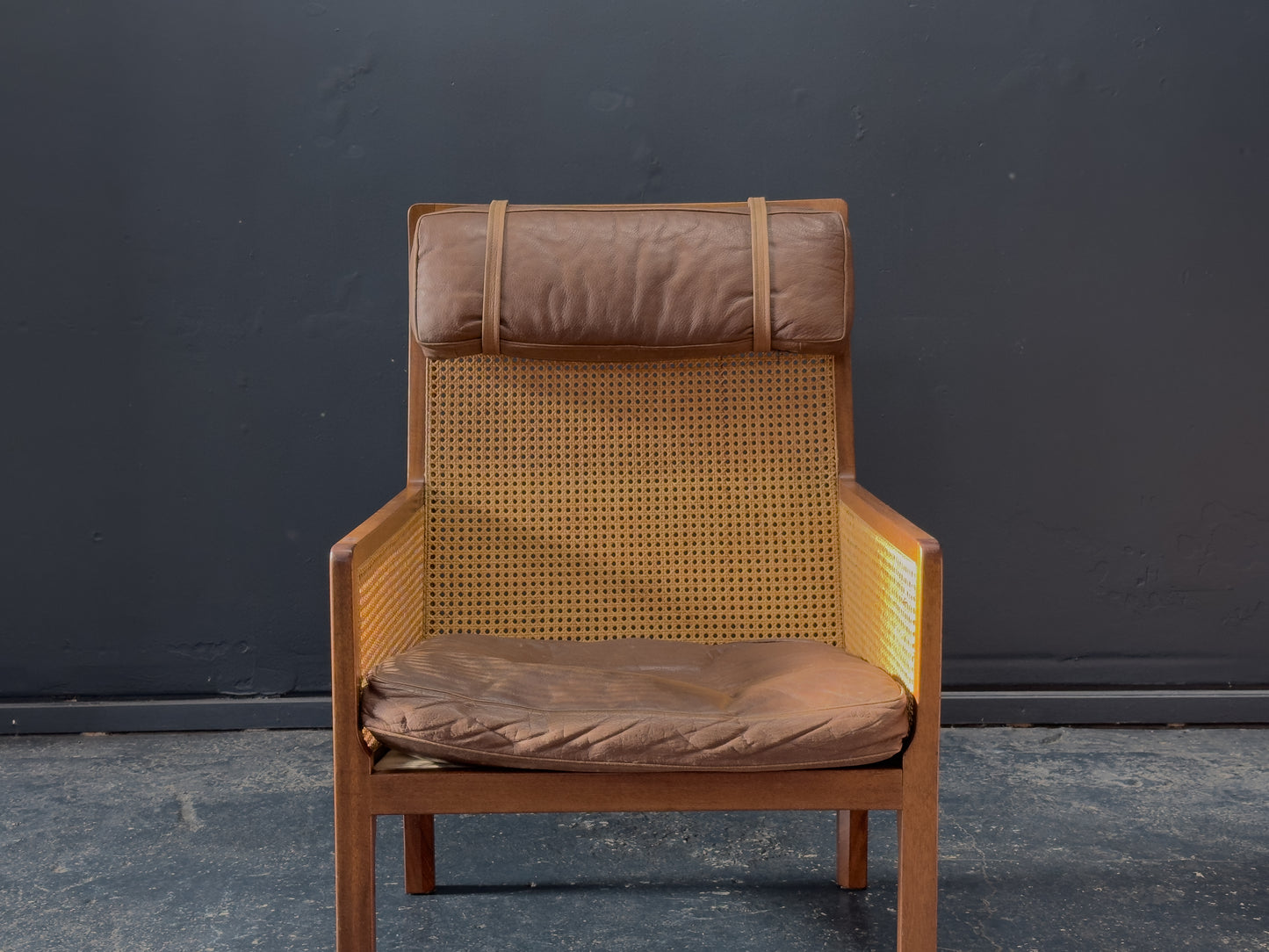 Bernt Petersen Rattan Leather Armchair
