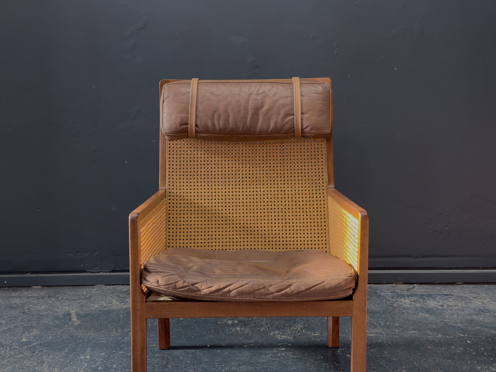 Bernt Petersen Rattan Leather Armchair