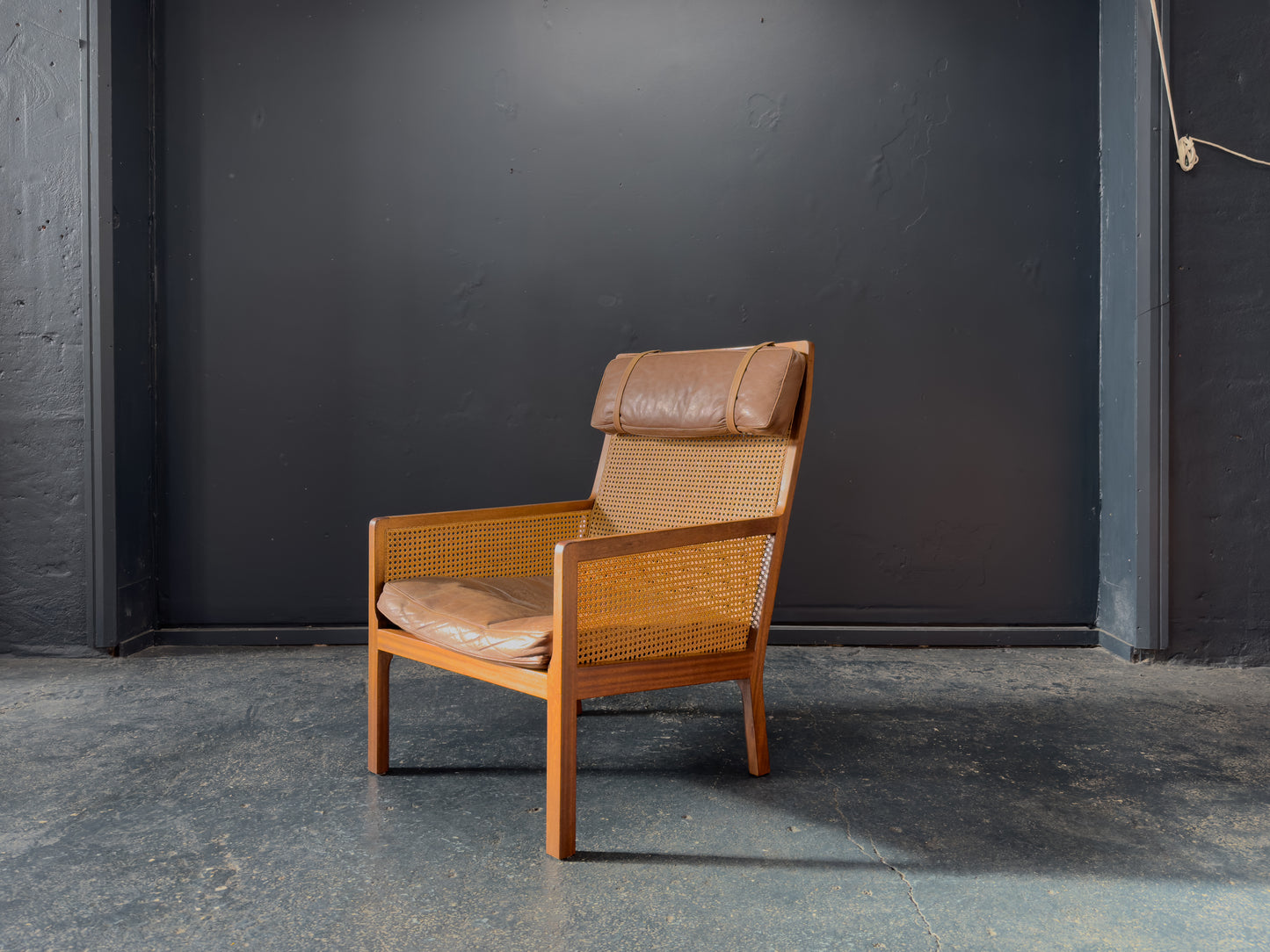 Bernt Petersen Rattan Leather Armchair