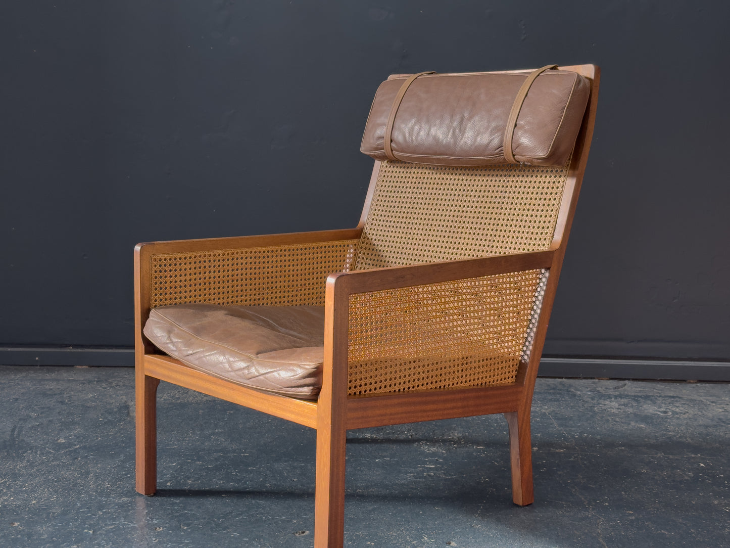 Bernt Petersen Rattan Leather Armchair