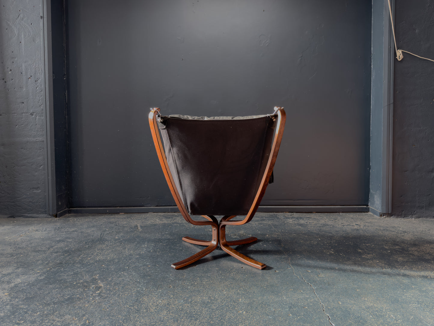 Black Leather Falcon Armchair by Sigurd Ressell