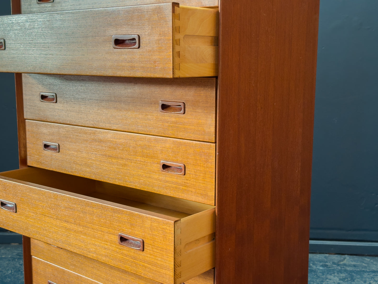 Large Teak Chest of Drawers by Omann Jun