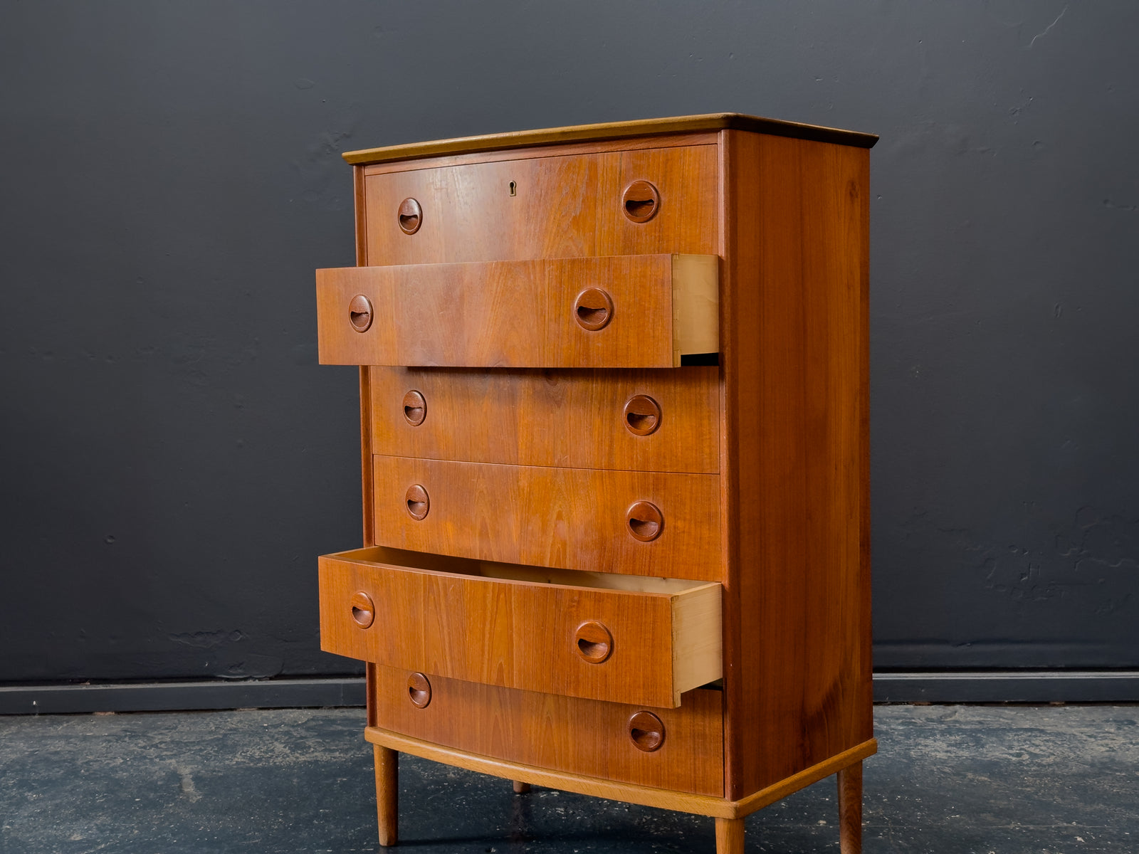 Teak Chest of Drawers with Round Handles