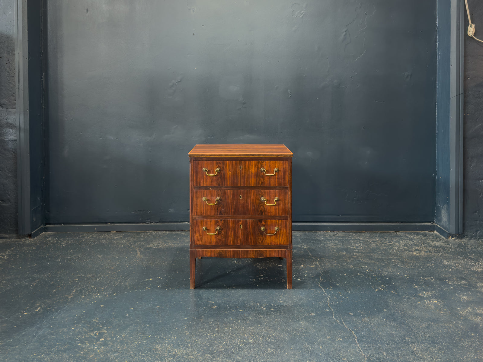 Rosewood Chest of Drawers with Brass Handles