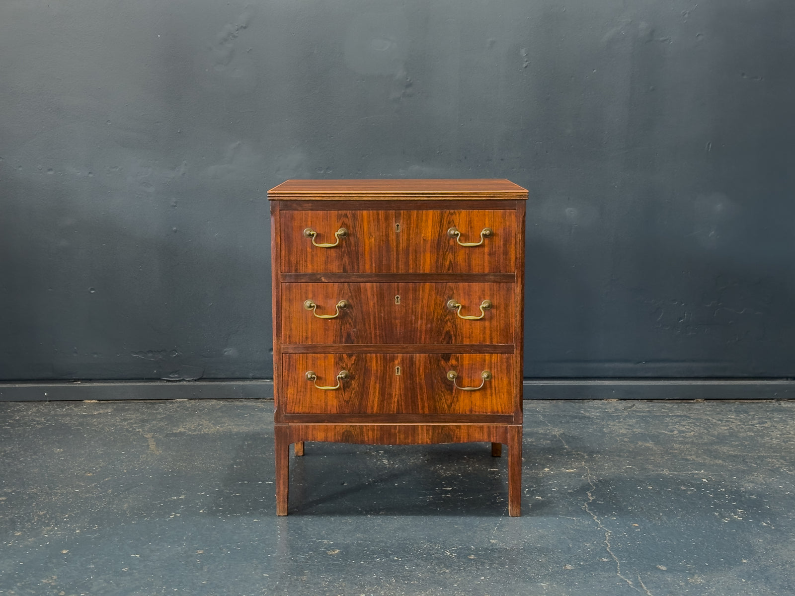 Rosewood Chest of Drawers with Brass Handles