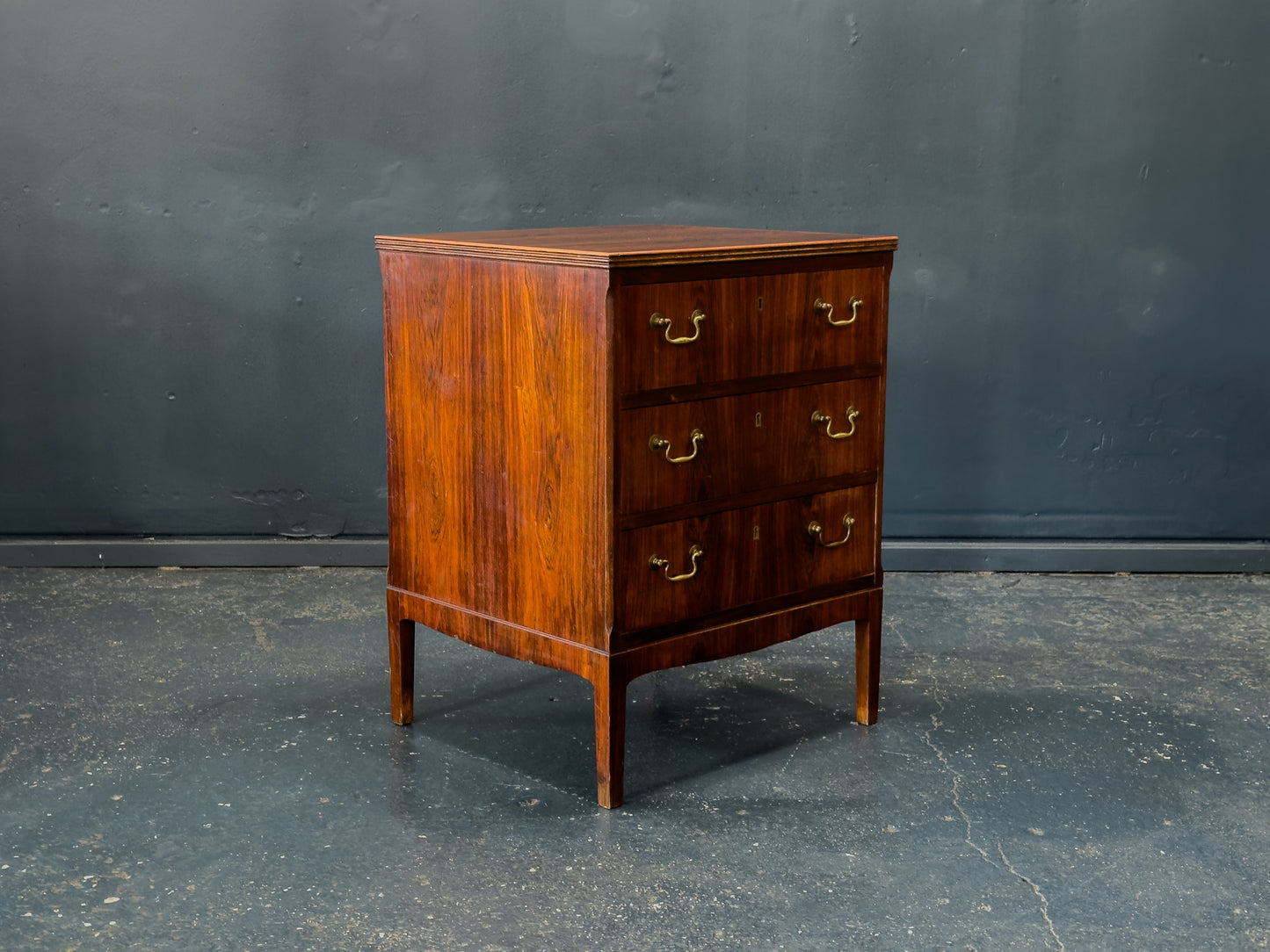 Rosewood Chest of Drawers with Brass Handles