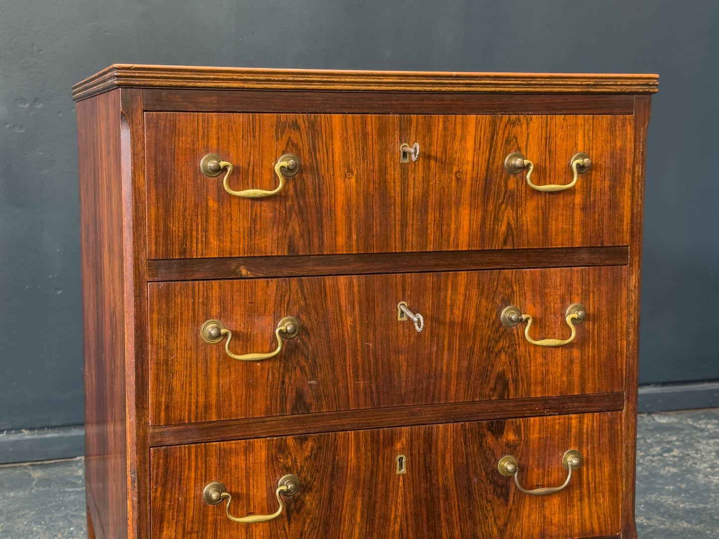 Rosewood Chest of Drawers with Brass Handles