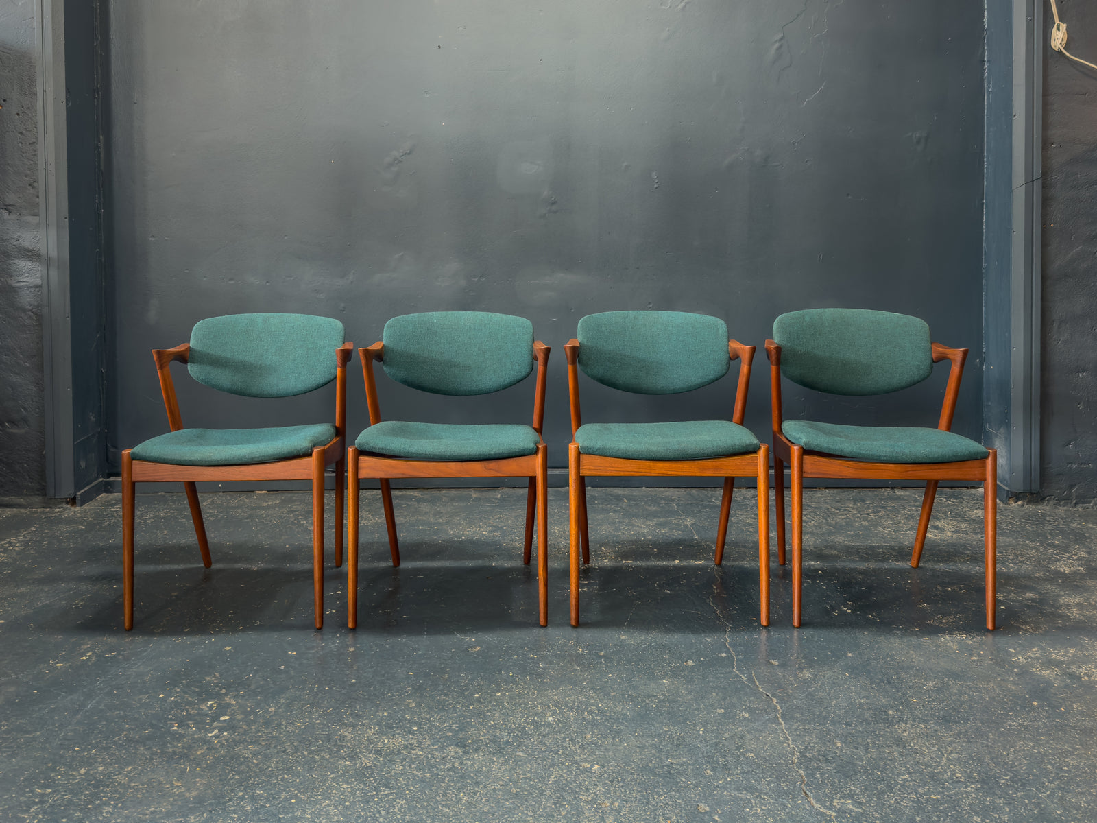 Set of 4 Teak Kai Kristiansen Model 42 Dining Chairs