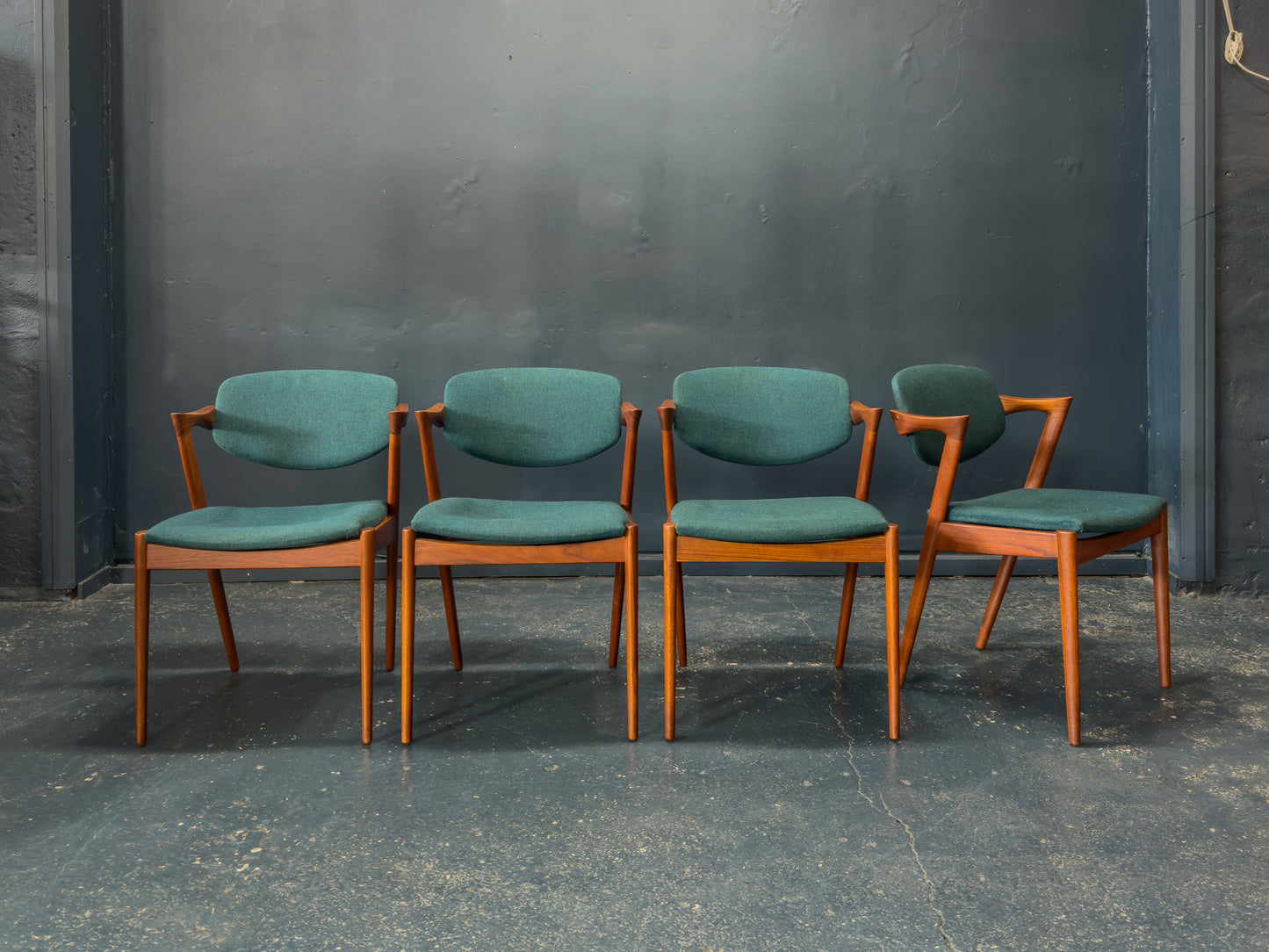 Set of 4 Teak Kai Kristiansen Model 42 Dining Chairs