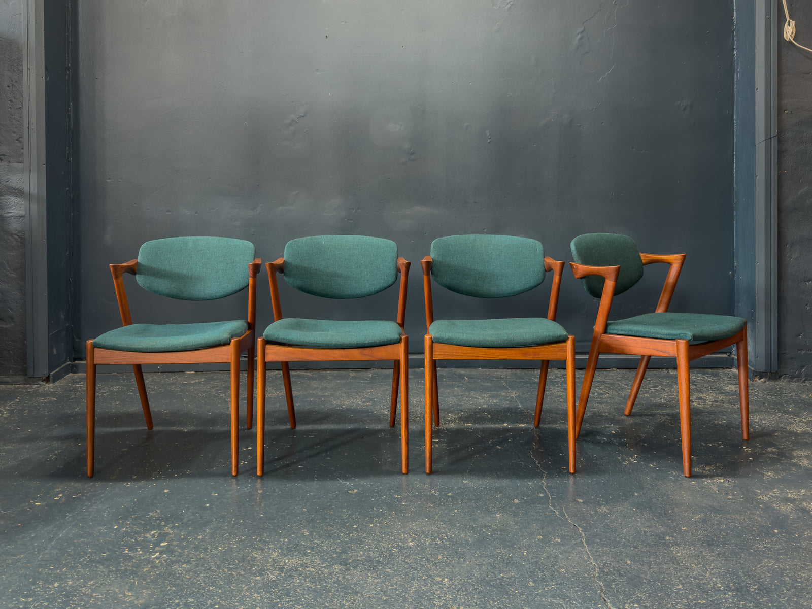 Set of 4 Teak Kai Kristiansen Model 42 Dining Chairs