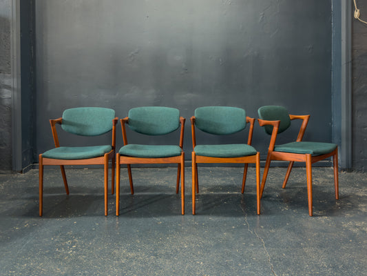 Set of 4 Teak Kai Kristiansen Model 42 Dining Chairs