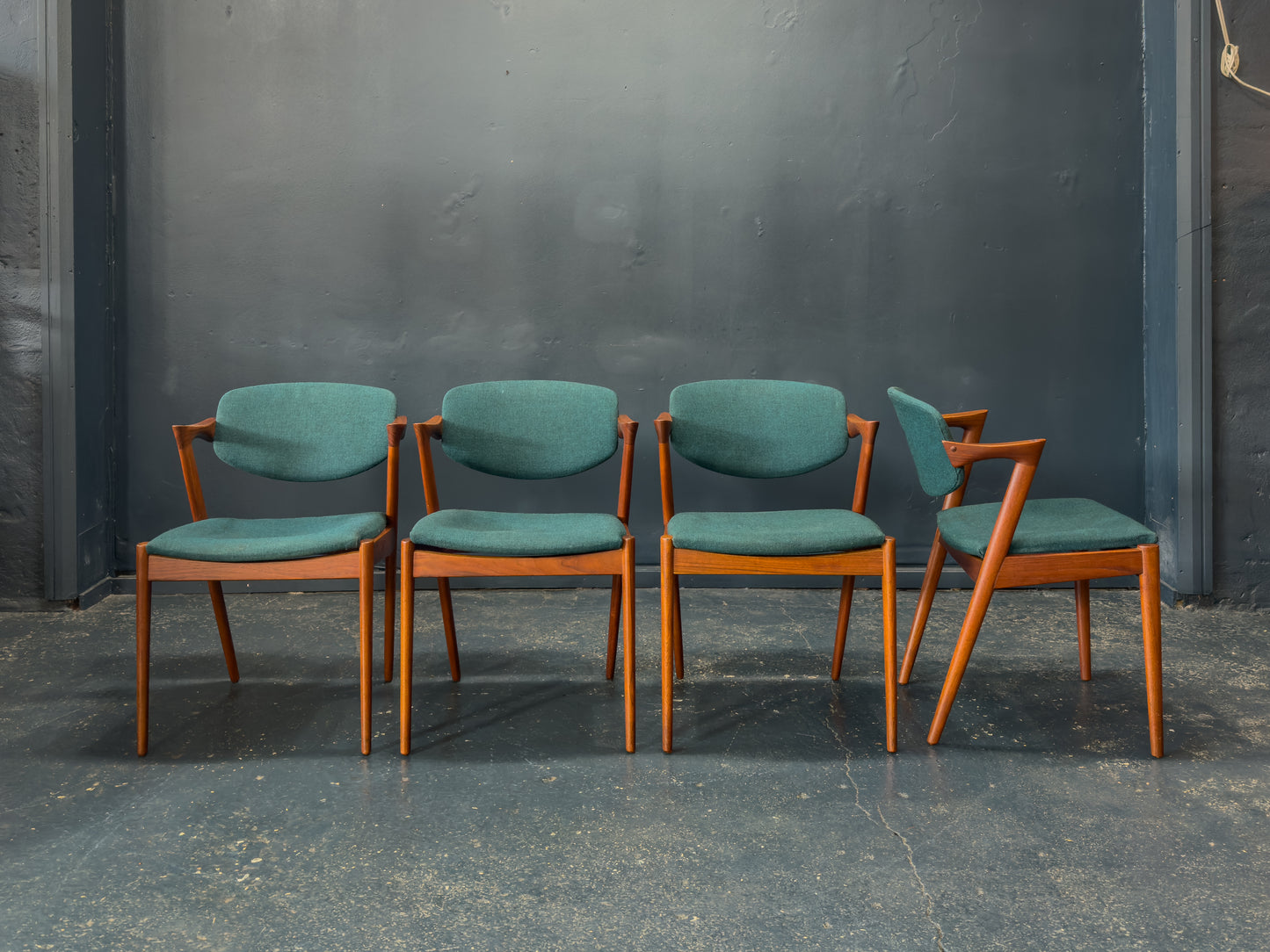 Set of 4 Teak Kai Kristiansen Model 42 Dining Chairs