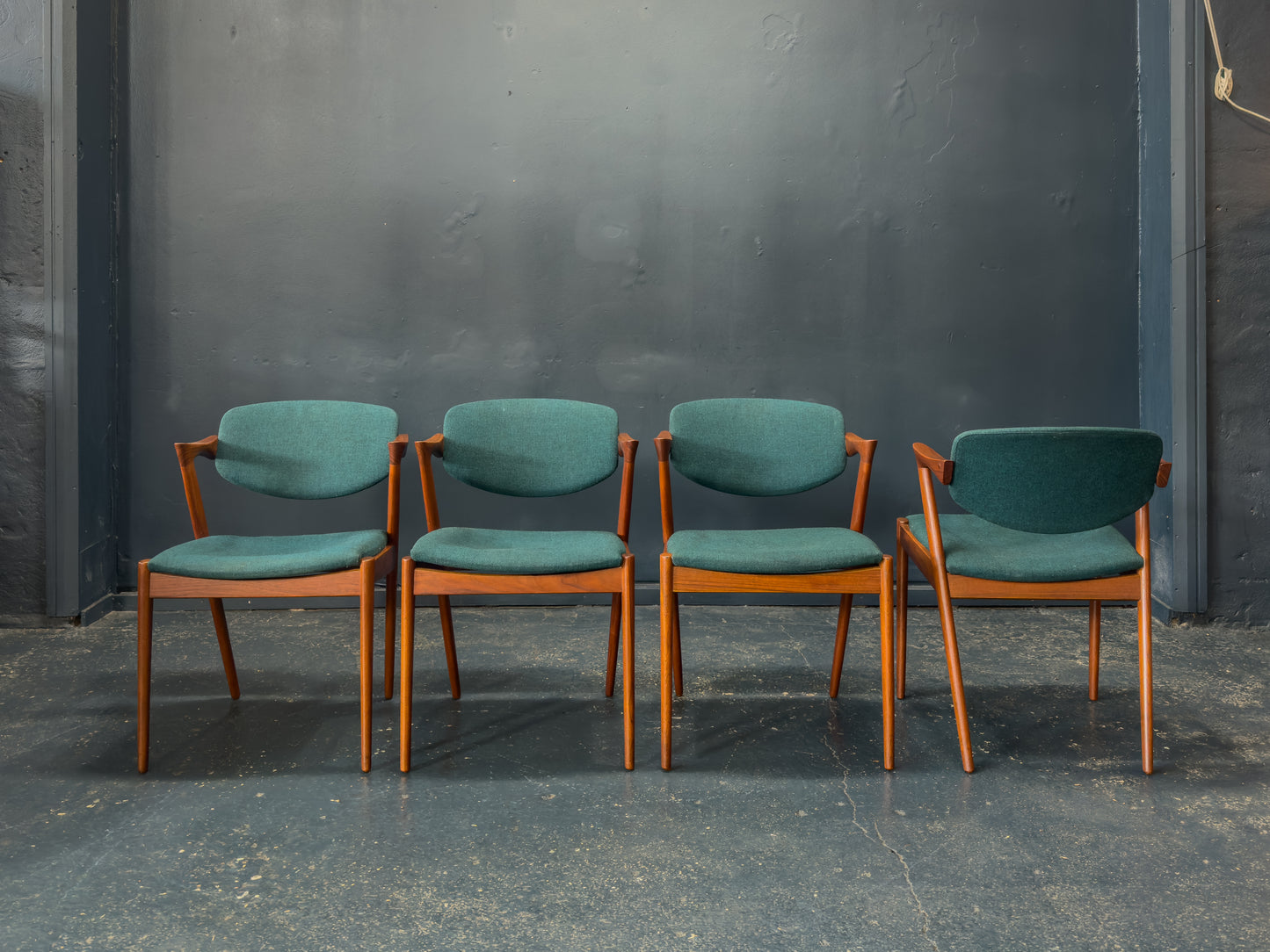 Set of 4 Teak Kai Kristiansen Model 42 Dining Chairs