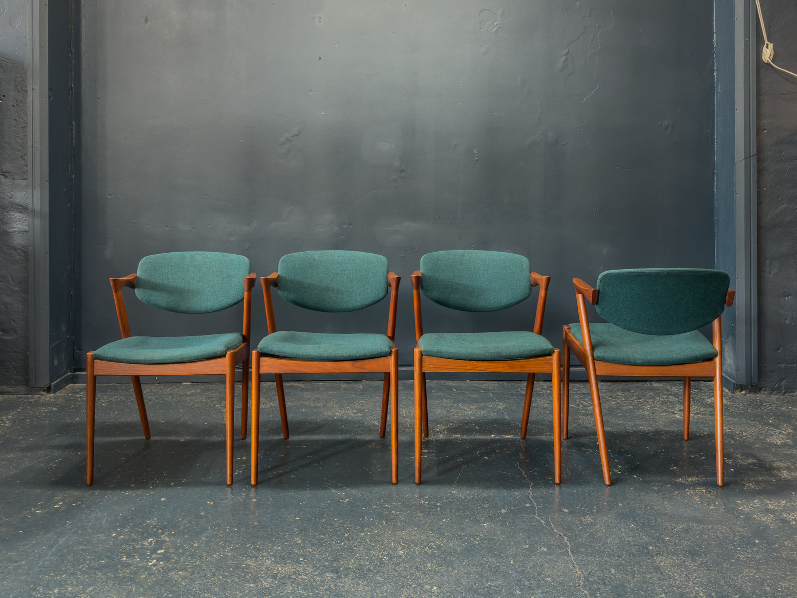 Set of 4 Teak Kai Kristiansen Model 42 Dining Chairs