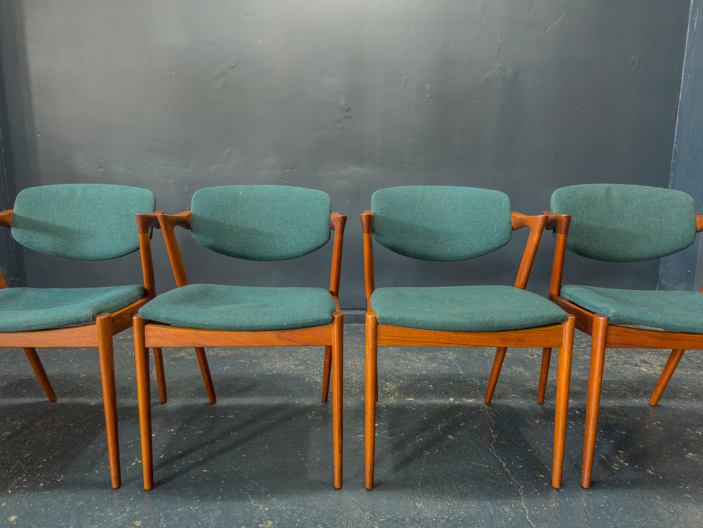 Set of 4 Teak Kai Kristiansen Model 42 Dining Chairs