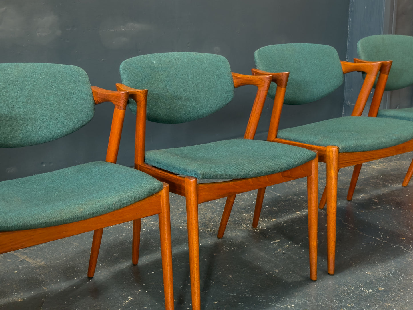 Set of 4 Teak Kai Kristiansen Model 42 Dining Chairs