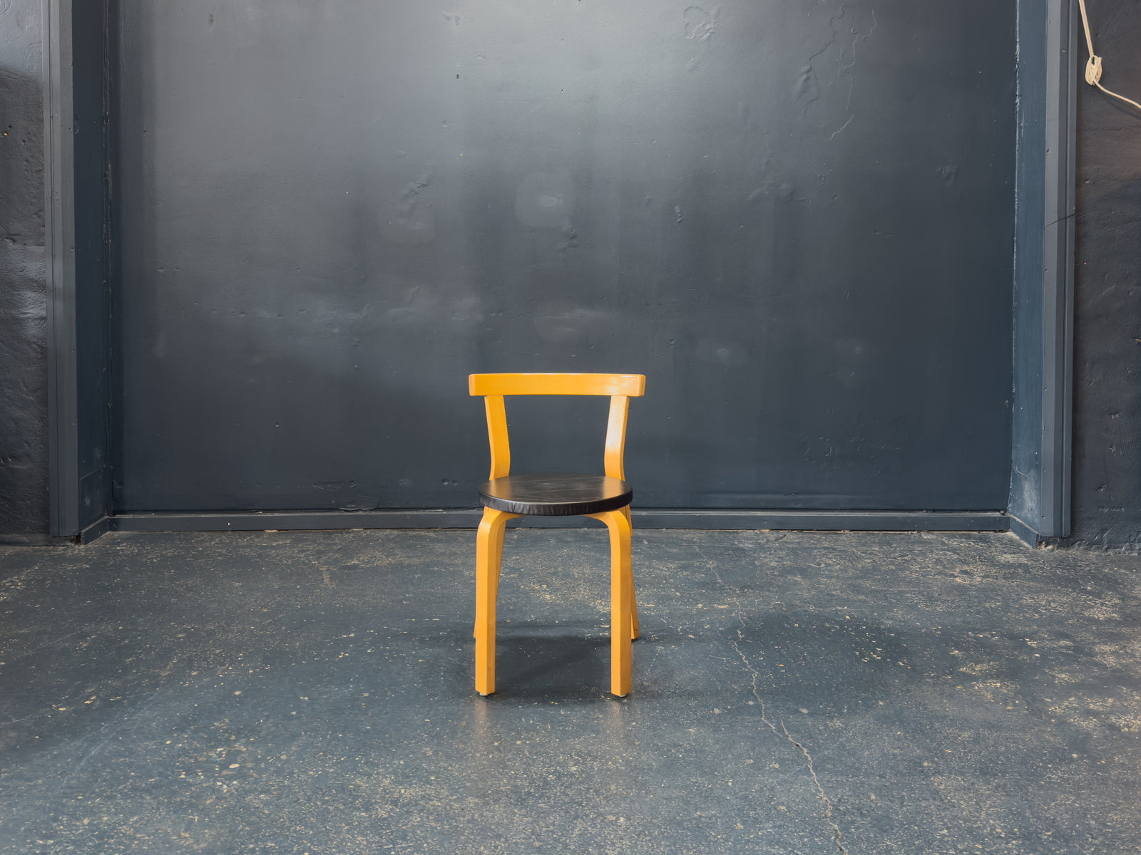 Alvar Aalto Model 68 Chair with Black Leather Seat