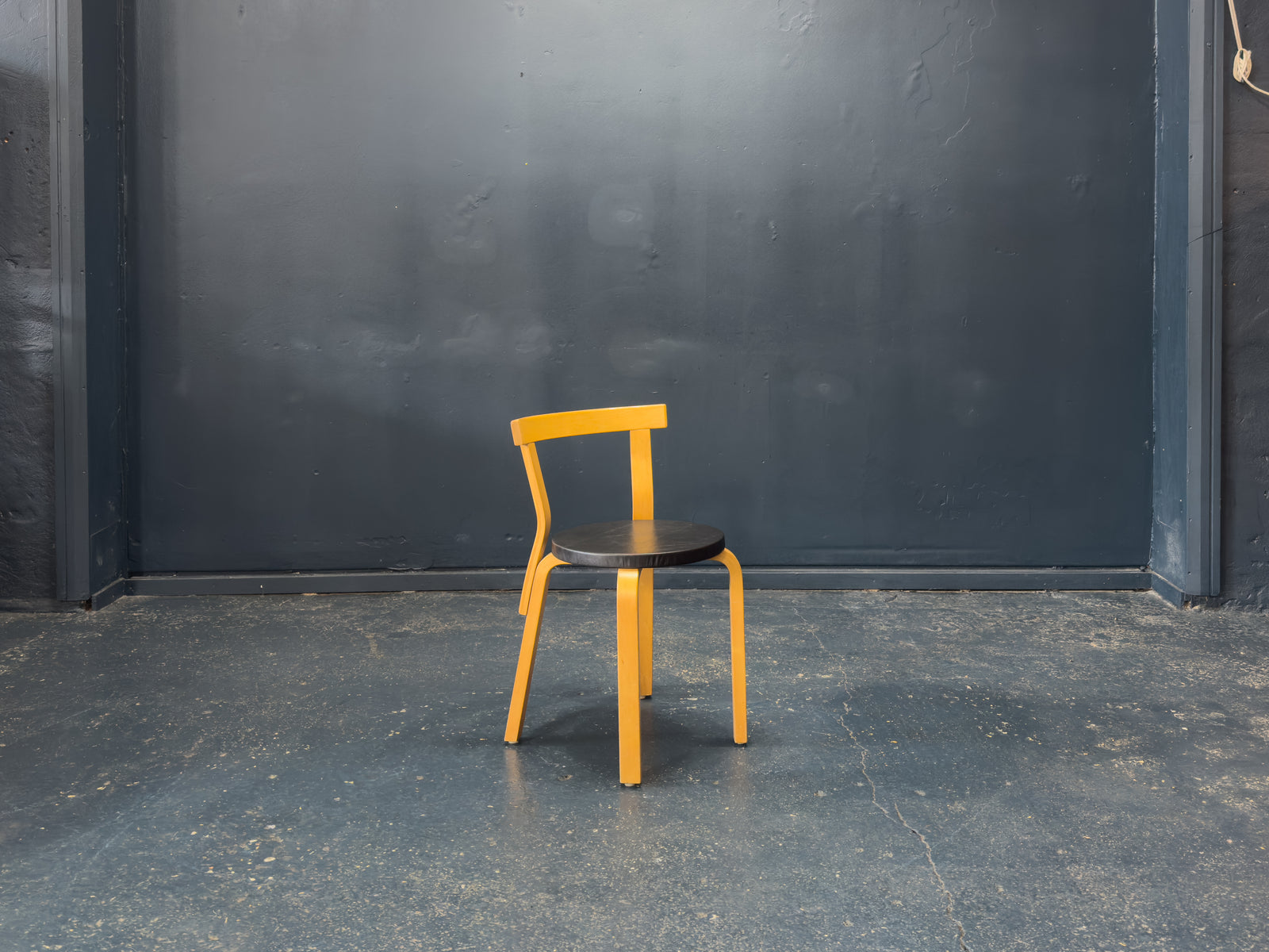 Alvar Aalto Model 68 Chair with Black Leather Seat