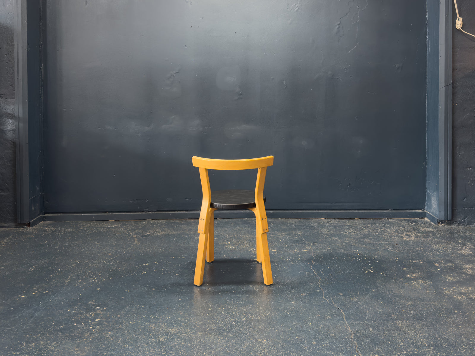 Alvar Aalto Model 68 Chair with Black Leather Seat