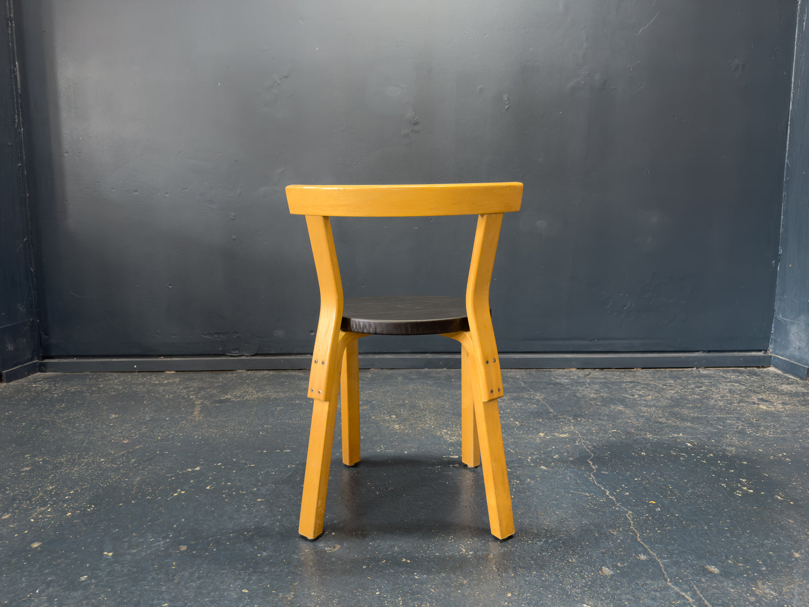 Alvar Aalto Model 68 Chair with Black Leather Seat