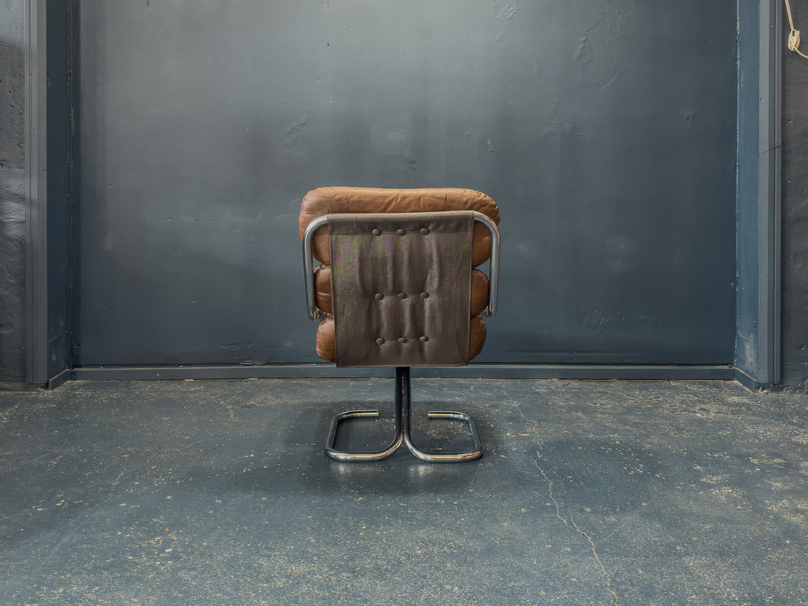 Chrome and Brown Leather Armchair