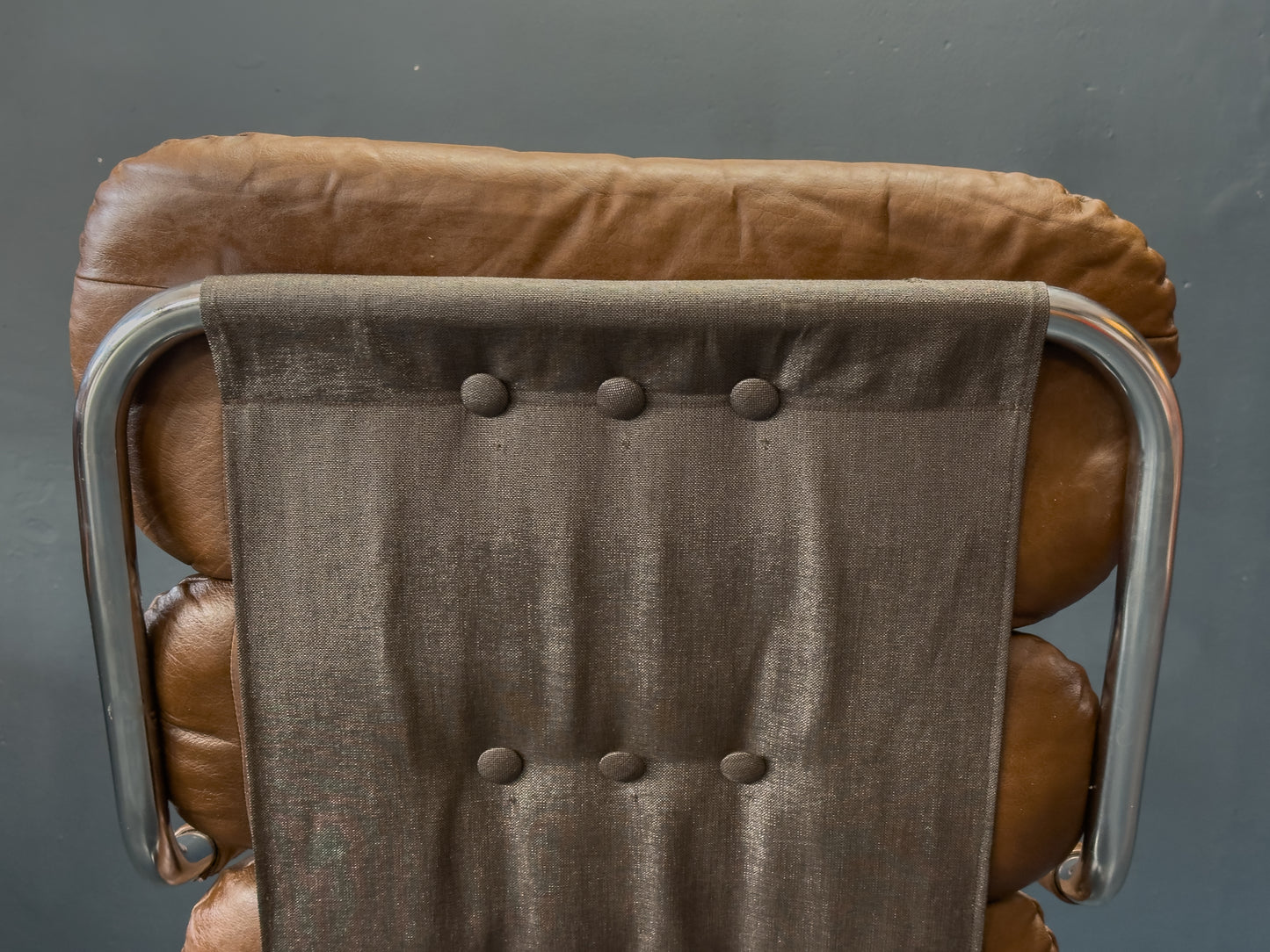 Chrome and Brown Leather Armchair
