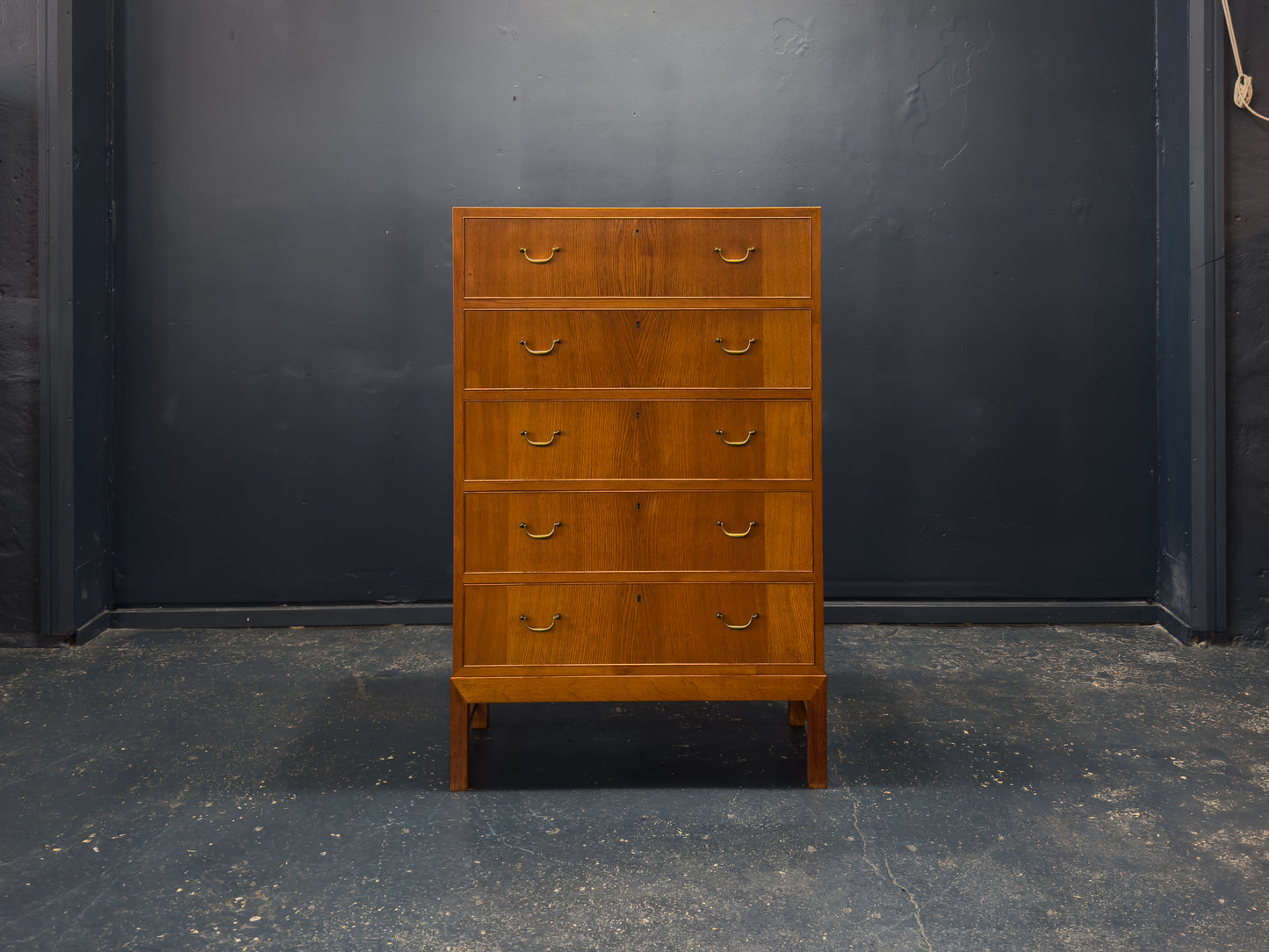 Oak Chest of Drawers with Brass Handles