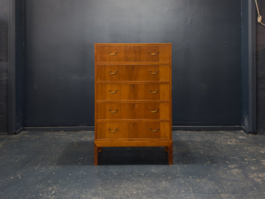 Oak Chest of Drawers with Brass Handles